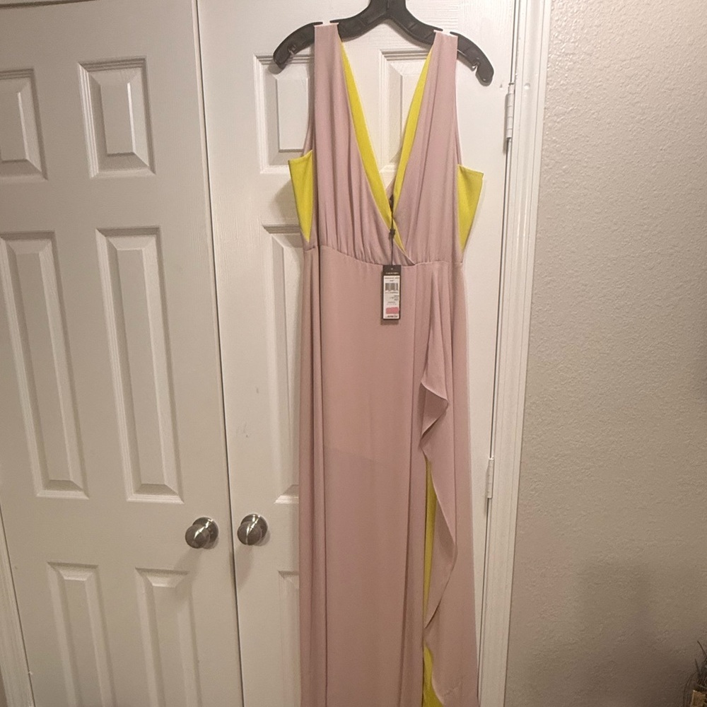 BCBGMaxAzria Pink and Yellow Maxi Dress